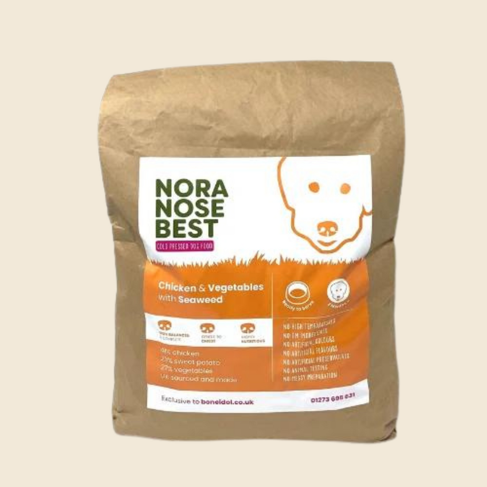 Nora Nose Best Cold Pressed Dog Food, Chicken, Vegetables, Seaweed, Healthy Dog Food, Bag of Dog Food, Quality Dog Food